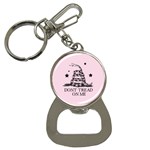 Gadsden Flag Don t tread on me Light Pink and Black Pattern with american stars Bottle Opener Key Chain Front