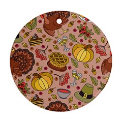 Thanksgiving Pattern Round Ornament (two Sides) by Sobalvarro