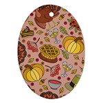 Thanksgiving Pattern Oval Ornament (Two Sides) Back