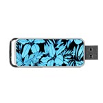 Blue Winter Tropical Floral Watercolor Portable USB Flash (Two Sides) Back
