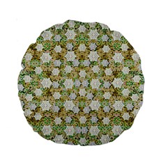 Snowflakes Slightly Snowing Down On The Flowers On Earth Standard 15  Premium Round Cushions by pepitasart