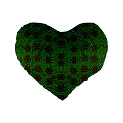 Rose Stars So Beautiful On Green Standard 16  Premium Flano Heart Shape Cushions by pepitasart