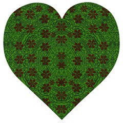 Rose Stars So Beautiful On Green Wooden Puzzle Heart by pepitasart