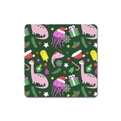 Colorful Funny Christmas Pattern Square Magnet by Vaneshart