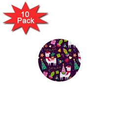 Colorful Funny Christmas Pattern 1  Mini Buttons (10 Pack)  by Vaneshart
