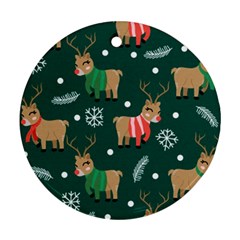 Cute Christmas Pattern Doodl Round Ornament (two Sides) by Vaneshart