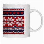 Beautiful Knitted Christmas Pattern White Mugs Right