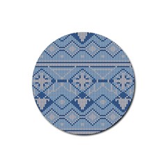 Beautiful Knitted Christmas Pattern Rubber Round Coaster (4 Pack)  by Vaneshart