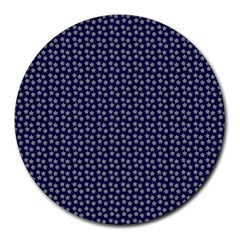 Grey Star Navy Blue Round Mousepads by snowwhitegirl