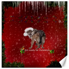 I m Ready For Christmas, Funny Wolf Canvas 20  X 20  by FantasyWorld7