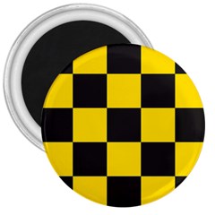 Checkerboard Pattern Black And Yellow Ancap Libertarian 3  Magnets by snek