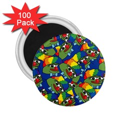 Clown World Pepe The Frog Honkhonk Meme Kekistan Funny Pattern Blue  2 25  Magnets (100 Pack)  by snek