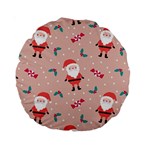 Cute Christmas Santa Seamless Pattern Standard 15  Premium Round Cushions Front