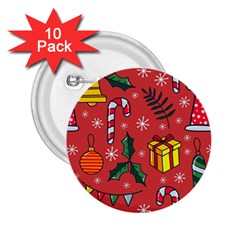 Colorful Funny Christmas Pattern 2 25  Buttons (10 Pack)  by Vaneshart