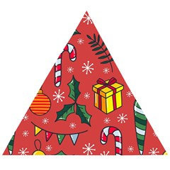 Colorful Funny Christmas Pattern Wooden Puzzle Triangle by Vaneshart