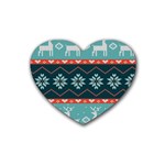 Beautiful Knitted Christmas Pattern Rubber Coaster (Heart)  Front