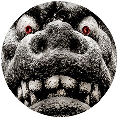 Monster Sculpture Extreme Close Up Illustration 2 Wooden Puzzle Round by dflcprintsclothing