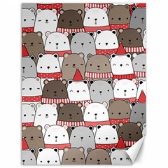Cute Adorable Bear Merry Christmas Happy New Year Cartoon Doodle Seamless Pattern Canvas 12  X 16  by Vaneshart