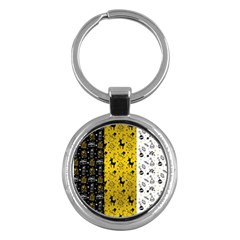 Black Golden Christmas Pattern Collection Key Chain (round) by Vaneshart