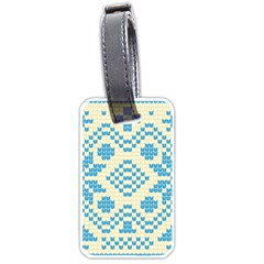 Beautiful Knitted Christmas Pattern Blue White Luggage Tag (one Side) by Vaneshart