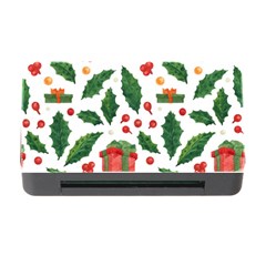 Christmas Seamless Pattern With Holly Red Gift Box Memory Card Reader With Cf by Vaneshart
