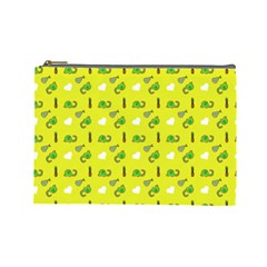 Green Elephant Pattern Yellow Cosmetic Bag (large) by snowwhitegirl