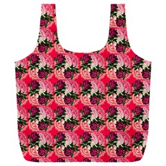 Doily Rose Pattern Watermelon Pink Full Print Recycle Bag (xxxl) by snowwhitegirl