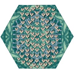 Heavy Metal Hearts And Belive In Sweet Love Wooden Puzzle Hexagon by pepitasart