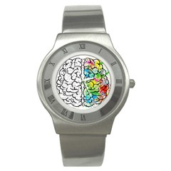 Brain Mind Psychology Idea Drawing Stainless Steel Watch by Wegoenart