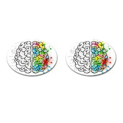 Brain Mind Psychology Idea Drawing Cufflinks (oval) by Wegoenart