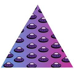 Ufo Alien Pattern Wooden Puzzle Triangle by Wegoenart