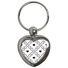 Dog Bone Seamless Pattern Heart Valentine Key Chain (heart) by Nexatart