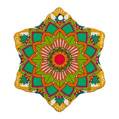 Mandala Patterns Yellow Snowflake Ornament (two Sides) by Nexatart