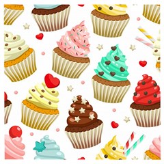 Seamless Pattern Yummy Colored Cupcakes Wooden Puzzle Square by Nexatart