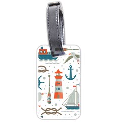 Nautical Elements Pattern Background Luggage Tag (one Side) by Vaneshart