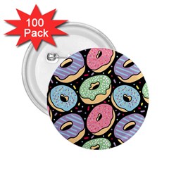 Colorful Donut Seamless Pattern On Black Vector 2 25  Buttons (100 Pack)  by Sobalvarro