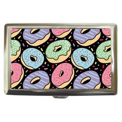 Colorful Donut Seamless Pattern On Black Vector Cigarette Money Case by Sobalvarro
