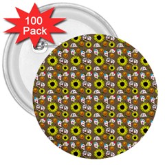 Hawaii Ghost Beige 3  Buttons (100 Pack)  by snowwhitegirl