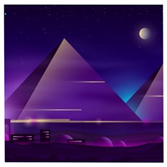 Egyptian Pyramids Night Landscape Cartoon Wooden Puzzle Square by Wegoenart