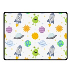 Seamless Pattern Cartoon Space Planets Isolated White Background Double Sided Fleece Blanket (small)  by Vaneshart