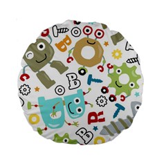 Seamless Pattern Vector With Funny Robots Cartoon Standard 15  Premium Round Cushions by Vaneshart