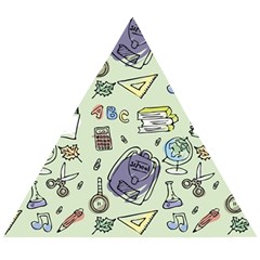 Hand Drawn Pattern School Wooden Puzzle Triangle by Vaneshart
