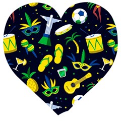 Seamless Brazilian Carnival Pattern With Musical Instruments Wooden Puzzle Heart by Vaneshart