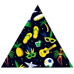 Seamless Brazilian Carnival Pattern With Musical Instruments Wooden Puzzle Triangle by Vaneshart