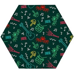 Guitars Musical Notes Seamless Carnival Pattern Wooden Puzzle Hexagon by Vaneshart