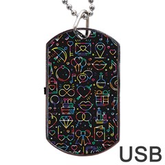 Seamless Pattern With Love Symbols Dog Tag Usb Flash (two Sides) by Vaneshart