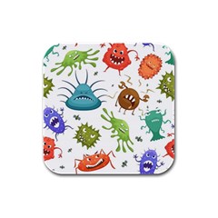 Dangerous Streptococcus Lactobacillus Staphylococcus Others Microbes Cartoon Style Vector Seamless Rubber Square Coaster (4 Pack)  by Vaneshart