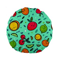 Various Fruits With Faces Seamless Pattern Standard 15  Premium Round Cushions by Vaneshart