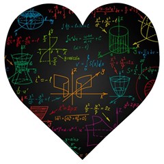 Mathematical Colorful Formulas Drawn By Hand Black Chalkboard Wooden Puzzle Heart by Vaneshart