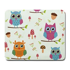 Forest Seamless Pattern With Cute Owls Large Mousepads by Vaneshart